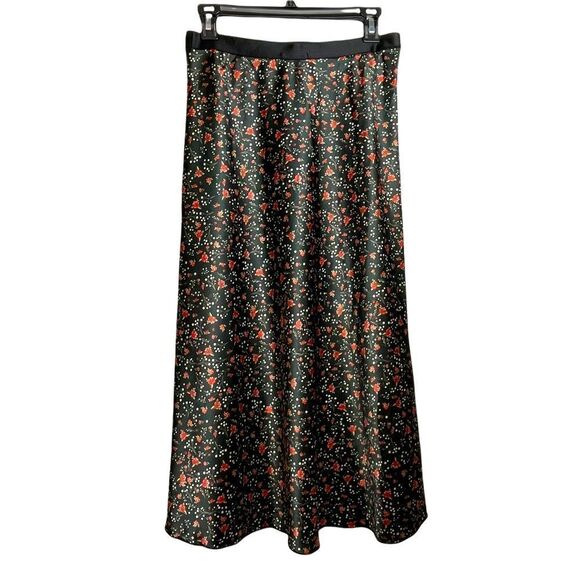 NWT Victoria Secret PINK Black & Red Floral Maxi Skirt elastic waist size M - Picture 1 of 10